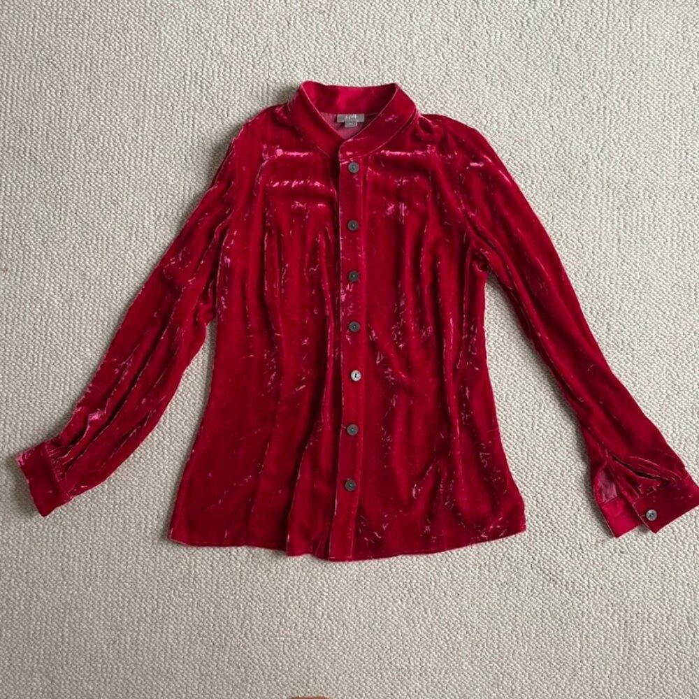 J. Jill XS red button down velvet peplum jacket